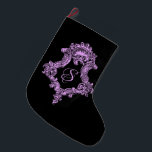 Romantic Goth Pink Monogram Large Christmas Stocking<br><div class="desc">Elegant,  ornate,  black and pink, romantic,  feminine,  vintage goth design with a monogram initial. Personalise it for yourself or as a great gift.</div>