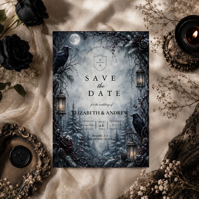 Romantic Goth Winter Wedding Save The Date (Creator Uploaded)