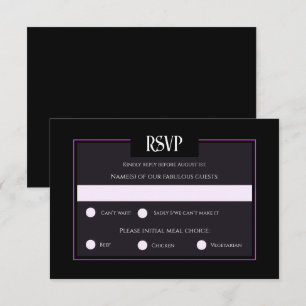 Romantic Gothic Black Purple Wedding Response Card