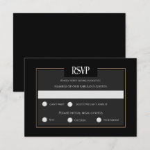 Romantic Gothic black wedding Response Card