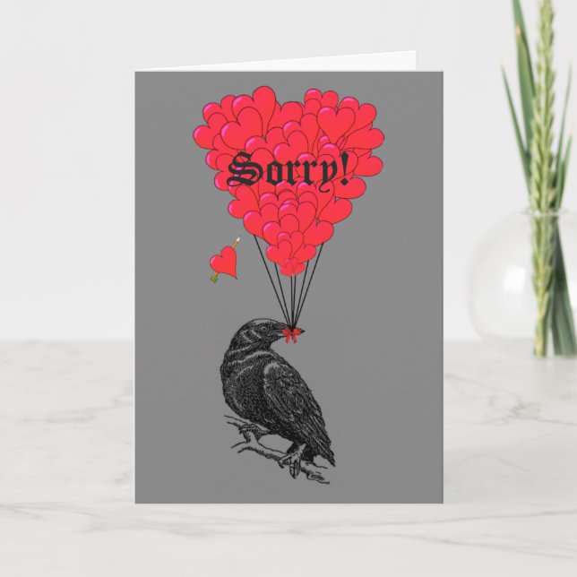 Romantic gothic crow and heart sorry card (Front)
