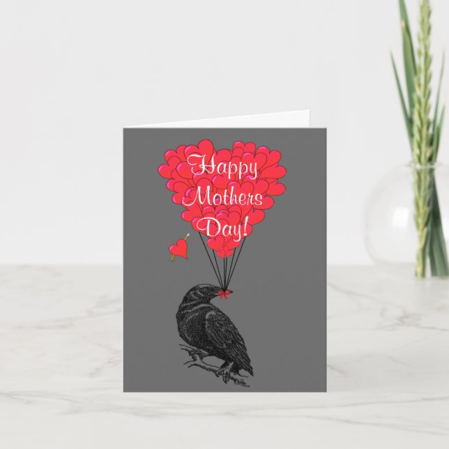 Romantic gothic crow mothers day card (Front)