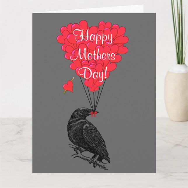 Romantic gothic crow mothers day card (Front)