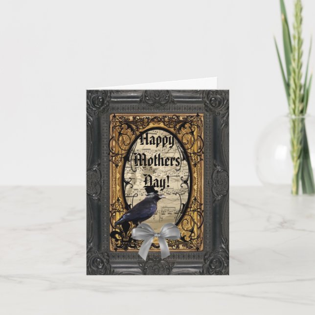 Romantic gothic crow mothers day card (Front)