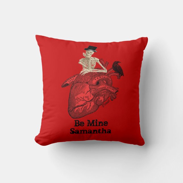 Romantic gothic heart valentines cushion (Front)