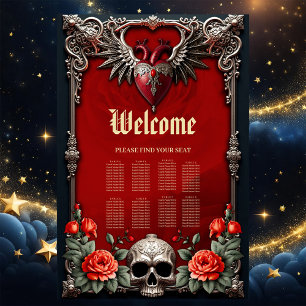 Romantic Gothic icon: heart, rose, skull.  Poster