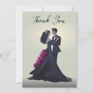 Romantic Gothic Lovers Elegant Thank You Card
