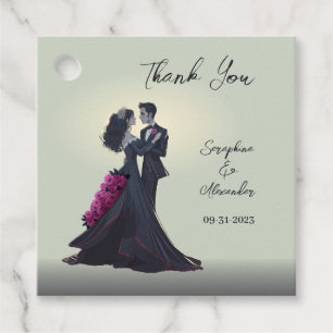 Romantic Gothic Lovers Elegant Thank You Favour Tags