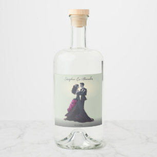 Romantic Gothic Lovers Elegant Wedding  Liquor Bottle Label