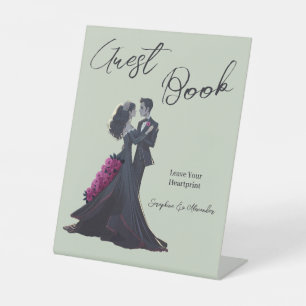 Romantic Gothic Lovers Elegant Wedding Tabletop Pedestal Sign
