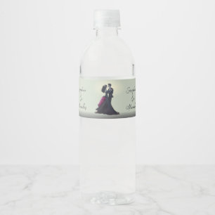 Romantic Gothic Lovers Elegant Wedding Water Bottle Label