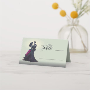 Romantic Gothic Lovers Minimal Elegant Place Card