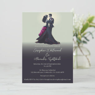 Romantic Gothic Lovers Minimal Wedding Invitation