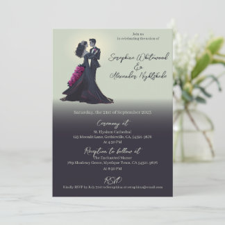 Romantic Gothic Lovers Minimal Wedding Invitation
