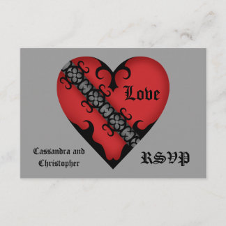 Romantic gothic mediaeval red heart RSVP