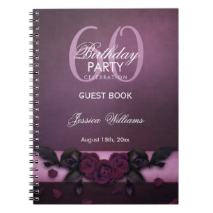 Romantic Gothic Roses & Petals Birthday Guestbook Notebook