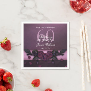 Romantic Gothic Roses & Petals Birthday Napkin