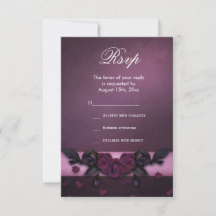 Romantic Gothic Roses & Petals Birthday RSVP Card