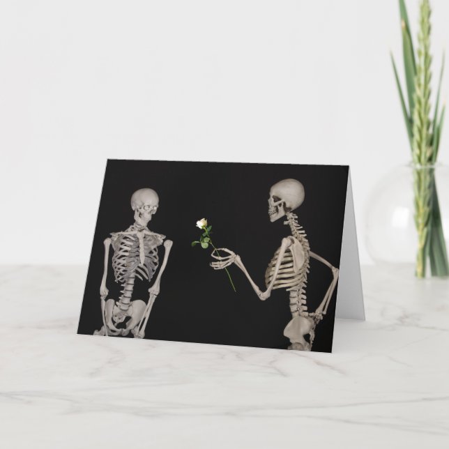 Romantic Gothic Skeleton Couple Valentines Day Holiday Card (Front)