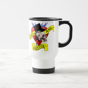 Romantic gothic skull, Valentines love heart Travel Mug