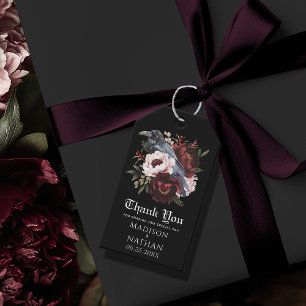 Romantic Gothic Watercolor Raven Thank You Gift Tags