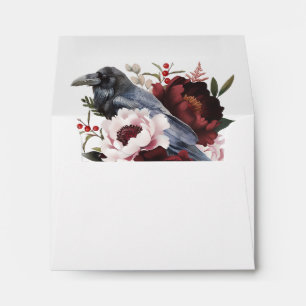 Romantic Gothic Watercolor Raven Wedding RSVP Envelope