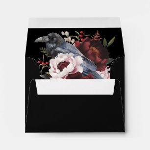 Romantic Gothic Watercolor Raven Wedding RSVP Envelope