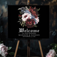 Romantic Gothic Watercolor Raven Wedding Welcome