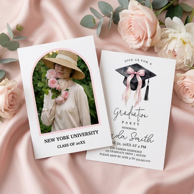 Romantic Graduation Party Invitation for Her (#GraduationInvitation #GraduationParty #GraduationMockup #FeminineDesign #RomanticInvitation #Floral)