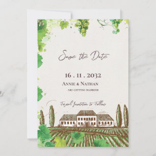 Romantic Grapevine Wine Country Vineyard Wedding  Save The Date