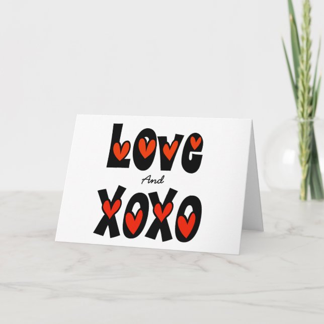 Romantic Graphic Love and Kisses and Hugs Card (Front)