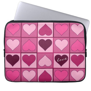Romantic Graphical Pink Hearts Up and Down Laptop Sleeve