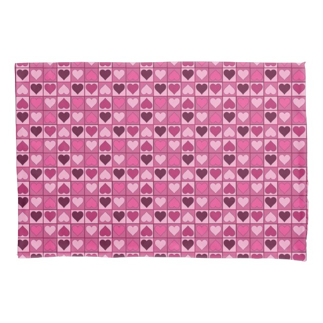 Romantic Graphical Small Pink Hearts Up and Down Pillowcase (Front)