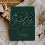 Romantic Green Calligraphy Flourish The Wedding Of Invitation<br><div class="desc">This romantic green calligraphy flourish wedding invitation is perfect for a simple wedding. The modern classic design features fancy swirls and whimsical flourishes with gorgeous elegant hand lettered faux champagne gold foil typography. Please Note: This design does not feature real gold foil. It is a high quality graphic made to...</div>