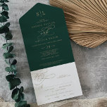 Romantic Green Calligraphy Monogram Wedding All In All In One Invitation<br><div class="desc">This romantic green calligraphy monogram wedding all in one invitation is perfect for a simple wedding. The modern classic design features fancy swirls and whimsical flourishes with gorgeous elegant hand lettered faux champagne gold foil typography. Hand write your guest addresses on the back of the folded invitation, or purchase coordinating...</div>