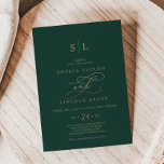 Romantic Green Calligraphy Monogram Wedding Invitation<br><div class="desc">This romantic green calligraphy monogram wedding invitation is perfect for a simple wedding. The modern classic design features fancy swirls and whimsical flourishes with gorgeous elegant hand lettered faux champagne gold foil typography. Please Note: This design does not feature real gold foil. It is a high quality graphic made to...</div>