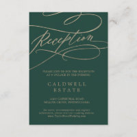 Romantic Green Calligraphy Reception Insert Card