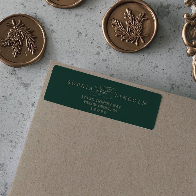 Romantic Green Calligraphy Return Address Label (Creator Uploaded)