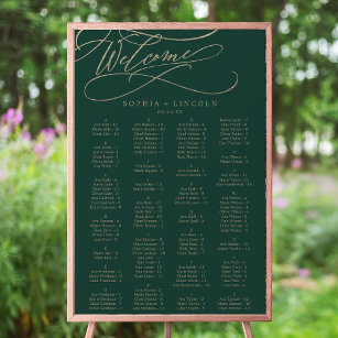 Romantic Green Calligraphy Seating Chart