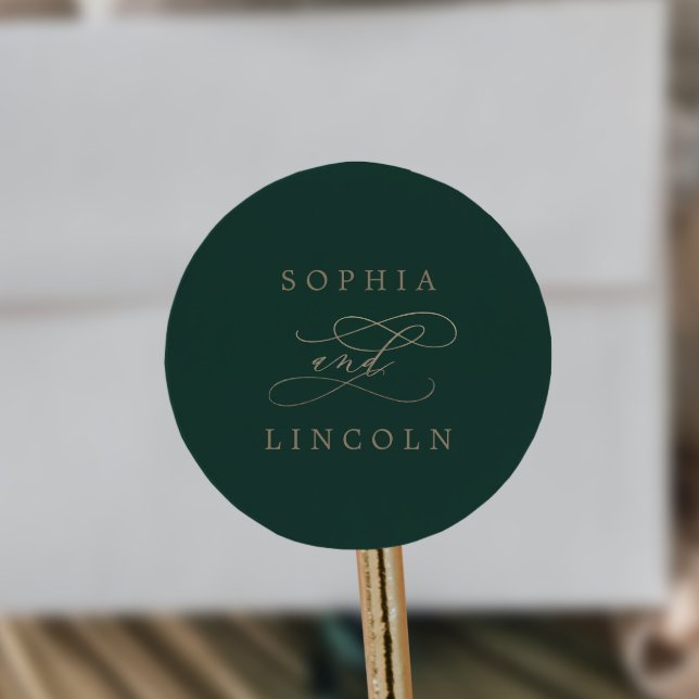 Romantic Green Calligraphy Wedding Envelope Seals (Creator Uploaded)