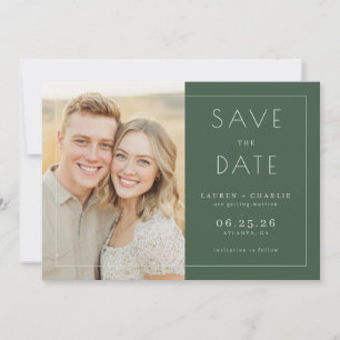 Romantic Green Classic Photo Save The Date