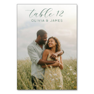 Romantic Green Contemporary Photo Table Number