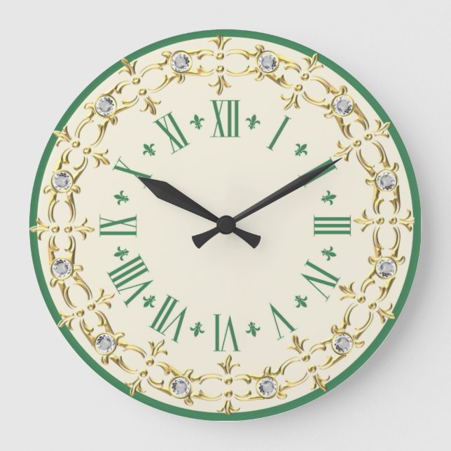 Romantic green decorative large clock (Front)