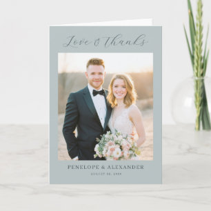 Romantic Green Elegant Photo Thank You Card