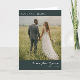 Romantic Green Elegant Photo Thank You Card