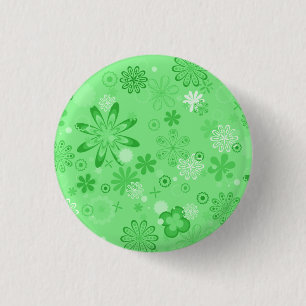 Romantic Green Floral Pattern 3 Cm Round Badge