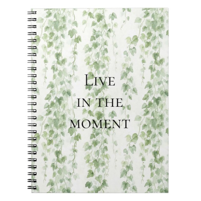 Romantic Green Ivy Leaves Notebook (Front)