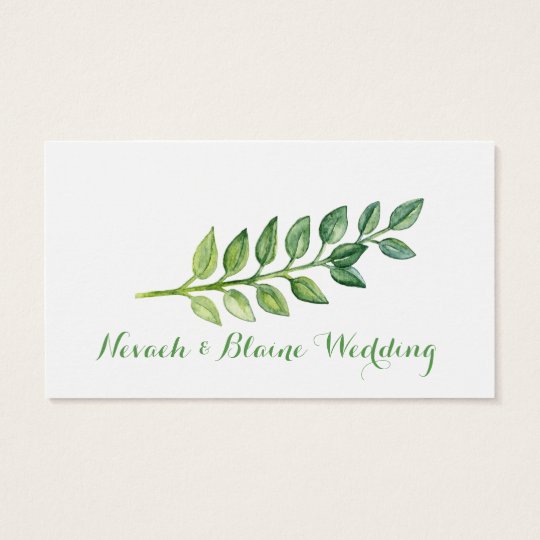 Romantic Green Leaves - Name Card