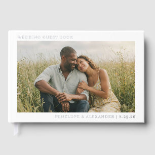 Romantic Green Minimalist Photo Guest Book