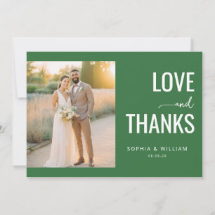 Romantic Green Minimalist Photo Thank You Card
